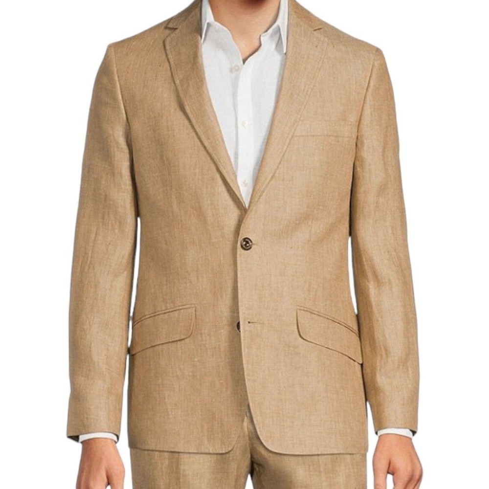 Murano Baird McNutt Linen Sport Coat Mens Size XL Camel Tan Surgeons Cuffs $295